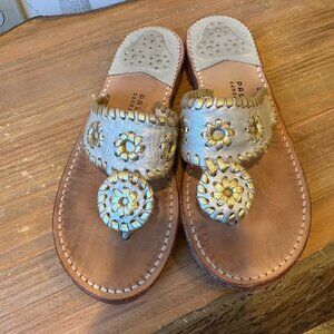 Palm Beach Sandals Gold and Silver Made in USA Women's 7.5- GUC